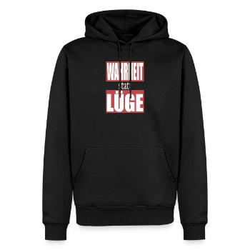 Wahrheit statt Lüge - Männer Premium Bio Hoodie - Schwarz - Vorne - Nico (187cm)