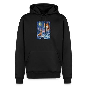 Hurler à la Lune Chien Mème Shiba Inu - Sweat à capuche Premium bio Homme - noir - Devant - Nico (187cm)