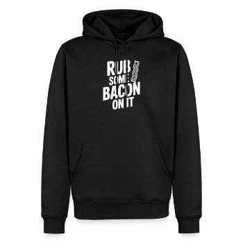 Reib etwas Speck darauf - Männer Premium Bio Hoodie - Schwarz - Vorne - Nico (187cm)