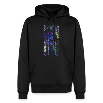 Reaper Neon-Holografieschädel – Halloween - Männer Premium Bio Hoodie - Schwarz - Vorne - Nico (187cm)
