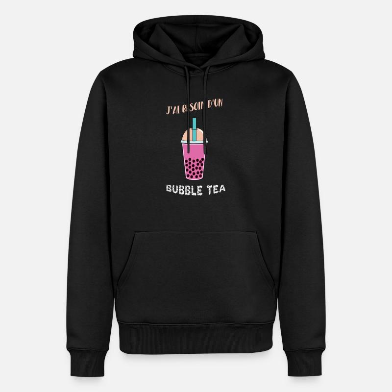 Bubble tea white - Männer Premium Bio Hoodie - Schwarz