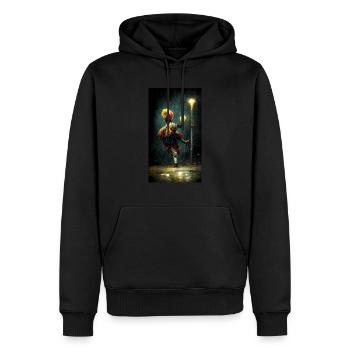 Tanzender Clown unter einer Laterne - Männer Premium Bio Hoodie - Schwarz - Vorne - Nico (187cm)