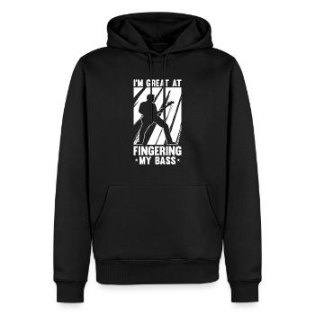 Lustiges Bass Gitarren Motiv und Gitarrist Rock - Männer Premium Bio Hoodie - Schwarz - Vorne - Nico (187cm)