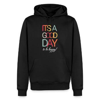 It's A Good Day To be happy - Men’s Premium Organic Hoodie - black - Front - Nico (187cm)