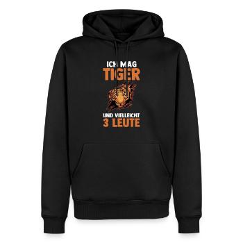 Tiger Motiv - Männer Premium Bio Hoodie - Schwarz - Vorne - Nico (187cm)
