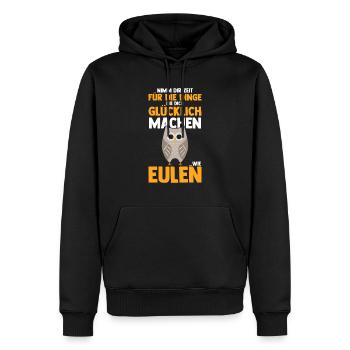 Eulen - Männer Premium Bio Hoodie - Schwarz - Vorne - Nico (187cm)