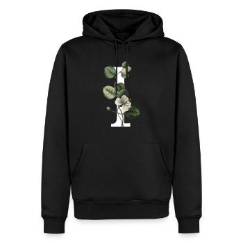 Buchstabe I Grüne Botanik - Männer Premium Bio Hoodie - Schwarz - Vorne - Nico (187cm)