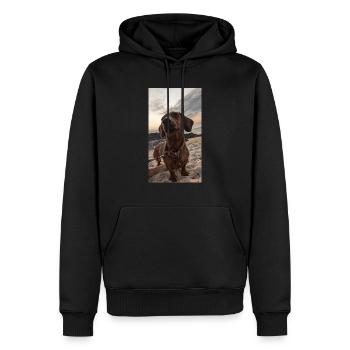 Original Dackel Anpassung - Männer Premium Bio Hoodie - Schwarz - Vorne - Nico (187cm)