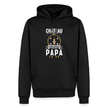 Papa Château papa en or au top cuvée spéciale - Sweat à capuche Premium bio Homme - noir - Devant - Nico (187cm)