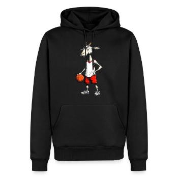 Chèvres Basketteur Joueur / Chèvre Basket-ball - Sweat à capuche Premium bio Homme - noir - Devant - Nico (187cm)