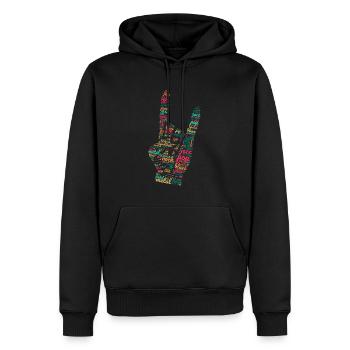 Cooles Mano Cornuta Musiker Design - Männer Premium Bio Hoodie - Schwarz - Vorne - Nico (187cm)