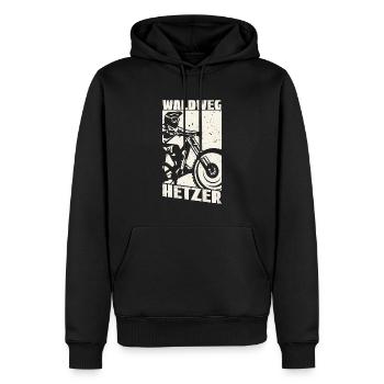 Waldweg Hetzer - Männer Premium Bio Hoodie - Schwarz - Vorne - Nico (187cm)