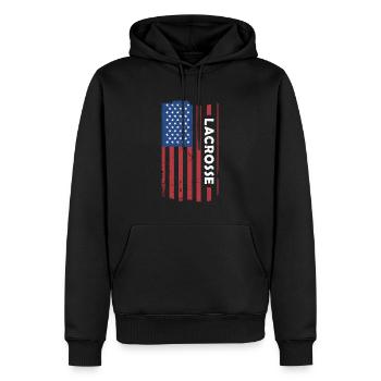 Sport Us Flag Lacrosse - Men’s Premium Organic Hoodie - black - Front - Nico (187cm)