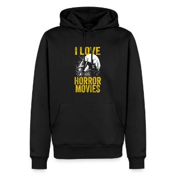 I love Horror Movies - Horror House Illustration - Men’s Premium Organic Hoodie - black - Front - Nico (187cm)