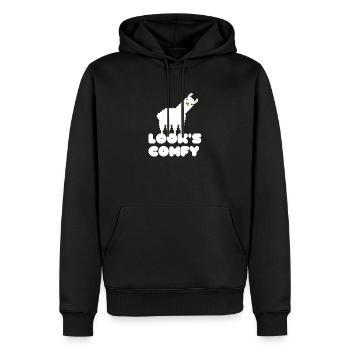 Süßes Lama | Looks Comfy Design | Süßes Geschenk - Männer Premium Bio Hoodie - Schwarz - Vorne - Nico (187cm)
