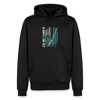 Plus de contrebasse basse avec drapeau américain - Sweat à capuche Premium bio Homme - noir - Devant - Nico (187cm)