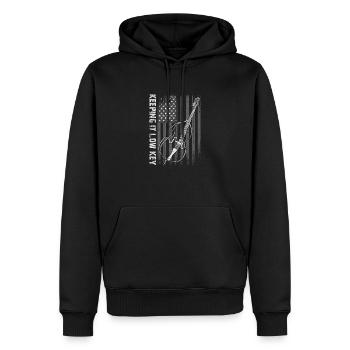Plus de contrebasse basse avec drapeau américain - Sweat à capuche Premium bio Homme - noir - Devant - Nico (187cm)