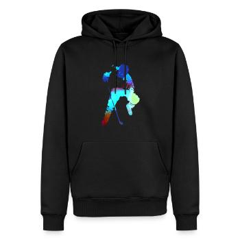 Eishockey, Hockey, Graffi, bunt - Männer Premium Bio Hoodie - Schwarz - Vorne - Nico (187cm)