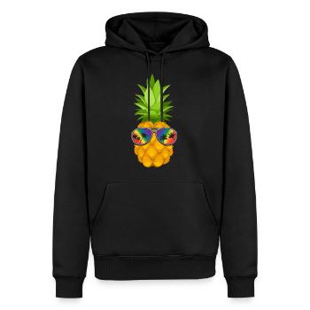 Blume Ananas mit Sonnenbrille Hawaii - Männer Premium Bio Hoodie - Schwarz - Vorne - Nico (187cm)