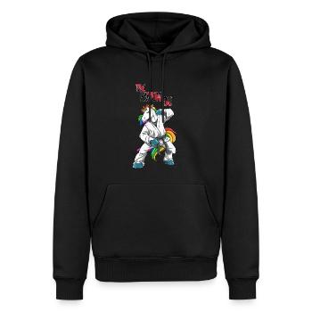 Niedliches Taekwondo Einhorn - Lustige TKD - Männer Premium Bio Hoodie - Schwarz - Vorne - Nico (187cm)
