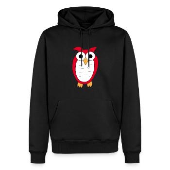 Hibou Hibou roux - Sweat à capuche Premium bio Homme - noir - Devant - Nico (187cm)