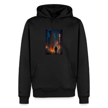 Nur in der Stadt - Männer Premium Bio Hoodie - Schwarz - Vorne - Nico (187cm)