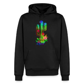 Kaktus, Mexiko, Old School, Retro, Tattoo Style - Männer Premium Bio Hoodie - Schwarz - Vorne - Nico (187cm)