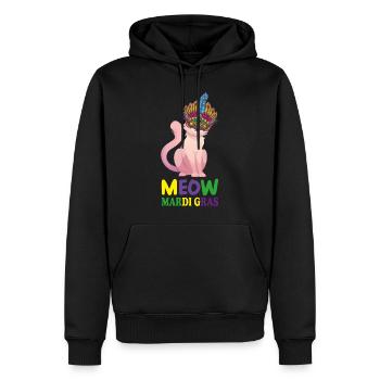 Lustige Katzen, Miau Mardi Gras, Miau, Mardi Gras Katzen - Männer Premium Bio Hoodie - Schwarz - Vorne - Nico (187cm)