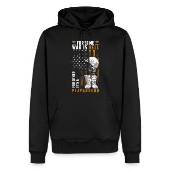 Soldat vétéran de la Force aérienne de la paix - Sweat à capuche Premium bio Homme - noir - Devant - Nico (187cm)
