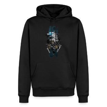 Aigle majestueux : Regard d’azur - Sweat à capuche Premium bio Homme - noir - Devant - Nico (187cm)