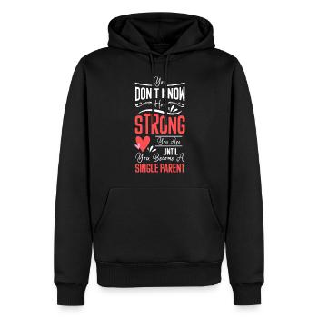 Parents, père, célibataire, progéniture - Sweat à capuche Premium bio Homme - noir - Devant - Nico (187cm)