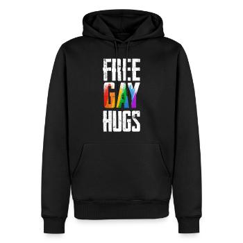 Free Gay Hugs LGBTQ Pride CSD - Men’s Premium Organic Hoodie - black - Front - Nico (187cm)