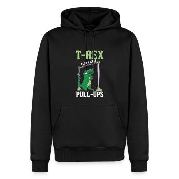 Lustiger T-Rex Gym Tyrannosaurus Rex Dinosaurier - Männer Premium Bio Hoodie - Schwarz - Vorne - Nico (187cm)