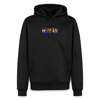 HUMANE - Men’s Premium Organic Hoodie - black - Front - Nico (187cm)