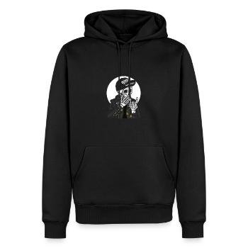 Bis zum letzten Atemzug. Smoke Skull - Männer Premium Bio Hoodie - Schwarz - Vorne - Nico (187cm)