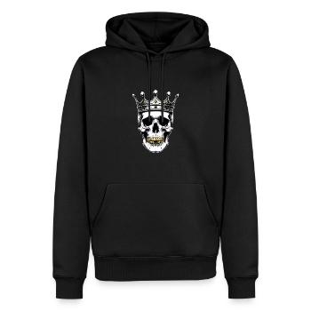 Skull mit Krone Skullkönig - Männer Premium Bio Hoodie - Schwarz - Vorne - Nico (187cm)