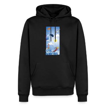 Illustration colorée d’un kitesurfer - Sweat à capuche Premium bio Homme - noir - Devant - Nico (187cm)