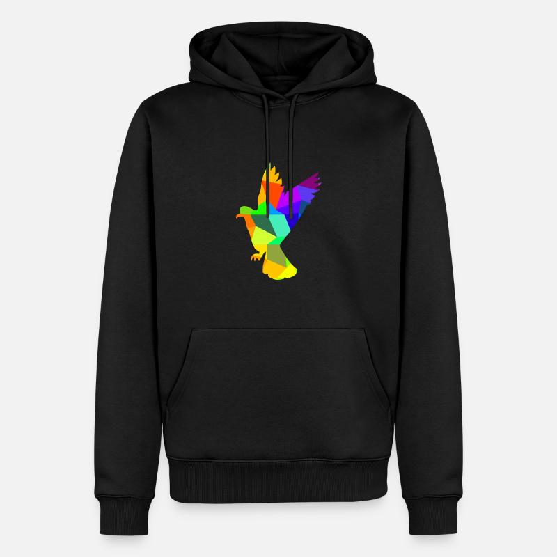 Taube Vogel Regenbogen Tiere Polygon - Männer Premium Bio Hoodie - Schwarz