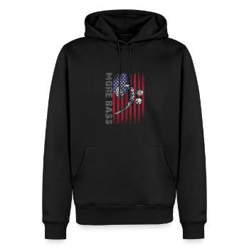 Amerikanische Flagge und Bassschlüssel - Männer Premium Bio Hoodie - Schwarz - Vorne - Nico (187cm)