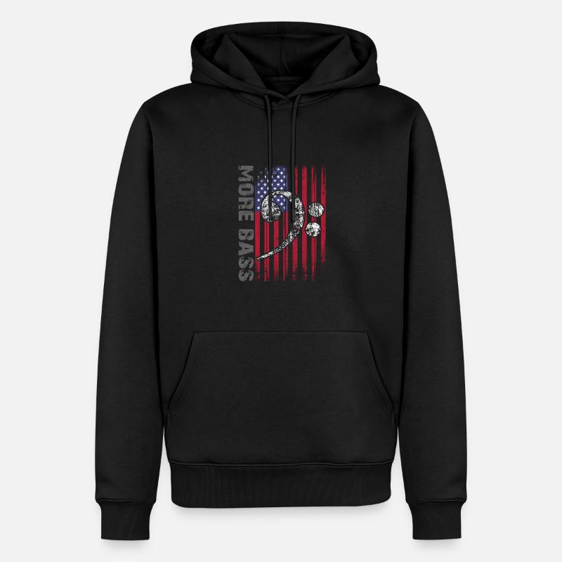Drapeau américain et clé basse - Sweat à capuche Premium bio Homme - noir