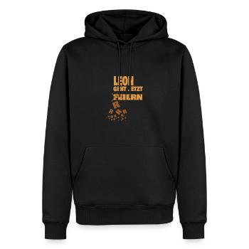 leon - Männer Premium Bio Hoodie - Schwarz - Vorne - Nico (187cm)