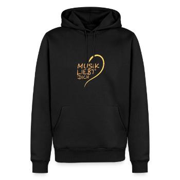 Liebe lieben Herz Musik - Männer Premium Bio Hoodie - Schwarz - Vorne - Nico (187cm)