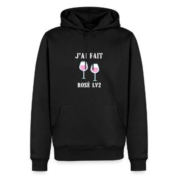 rosé lv2 - Sweat à capuche Premium bio Homme - noir - Devant - Nico (187cm)