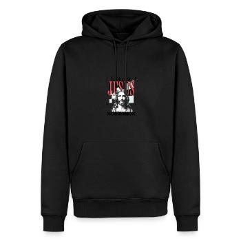 Love Like Jesus Streetwear Jesusgesicht - Männer Premium Bio Hoodie - Schwarz - Vorne - Nico (187cm)