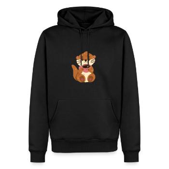 Loutre au café - Sweat à capuche Premium bio Homme - noir - Devant - Nico (187cm)