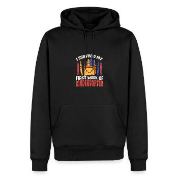 Avant K, j’ai eu ma première semaine de maternelle - Sweat à capuche Premium bio Homme - noir - Devant - Nico (187cm)