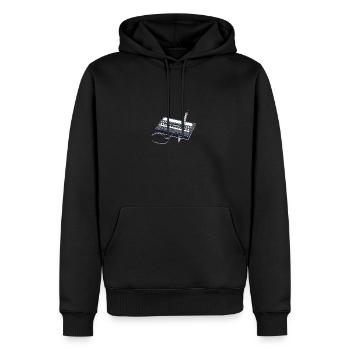 Kassette Bleistift 80's Mottoparty 80er Outfit - Männer Premium Bio Hoodie - Schwarz - Vorne - Nico (187cm)
