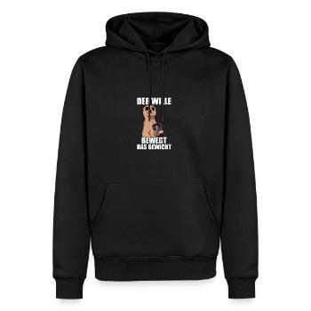 Der Wille Bodybuilding Bodybuilder Gym Kraftsport - Männer Premium Bio Hoodie - Schwarz - Vorne - Nico (187cm)