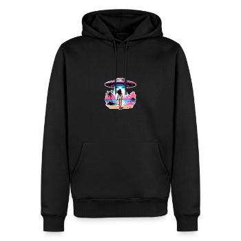 UFO-Entführung während der Sommerferien am Strand. - Männer Premium Bio Hoodie - Schwarz - Vorne - Nico (187cm)