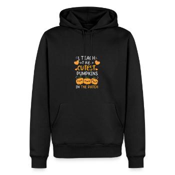 J’enseigne la citation la plus douce et drôle citrouille kol - Sweat à capuche Premium bio Homme - noir - Devant - Nico (187cm)